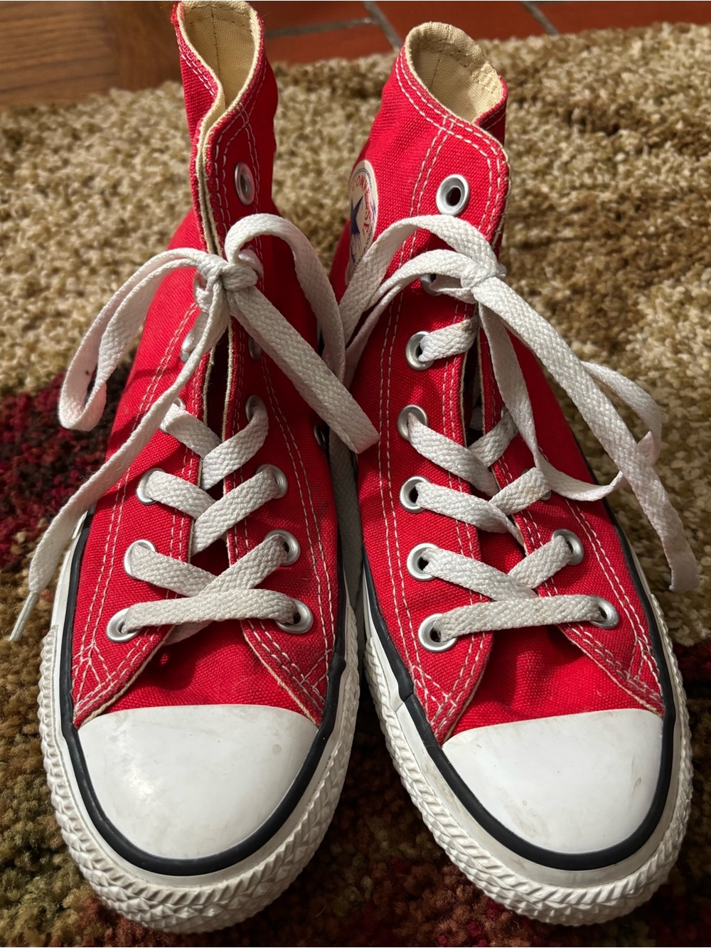 Converse Red High-Top Kids Sneakers with White Accents